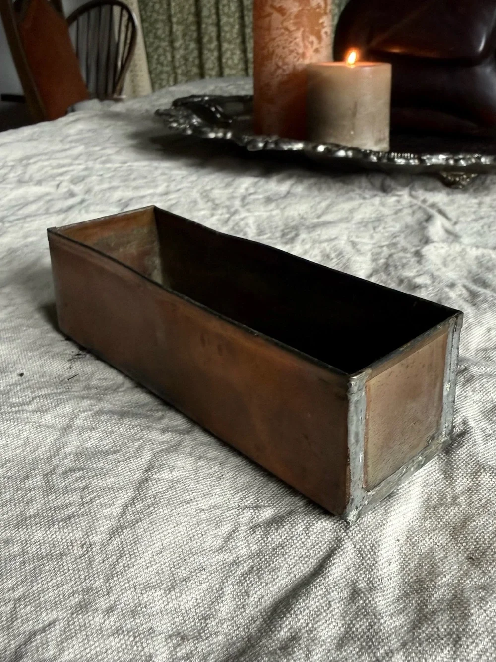 Vintage Copper Rectangular Succulent Planter